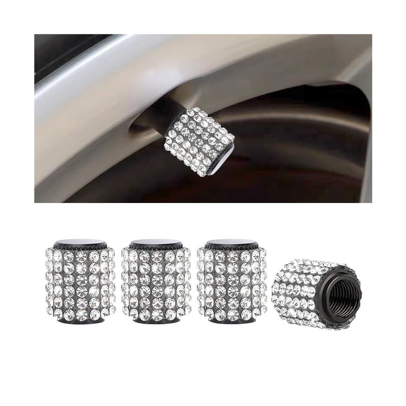 أغطية جذعية صمام إطارات السيارة من Sandfren Bling، 4 قطع من أغطية صمامات هواء عجلة السيارة المقاومة للغبار من حجر الراين، واقي جذعي لإطارات السيارات الماسي الجذاب، عالمي لسيارات الدفع الرباعي والشاحنات والدراجات النارية (أبيض) - Image 1